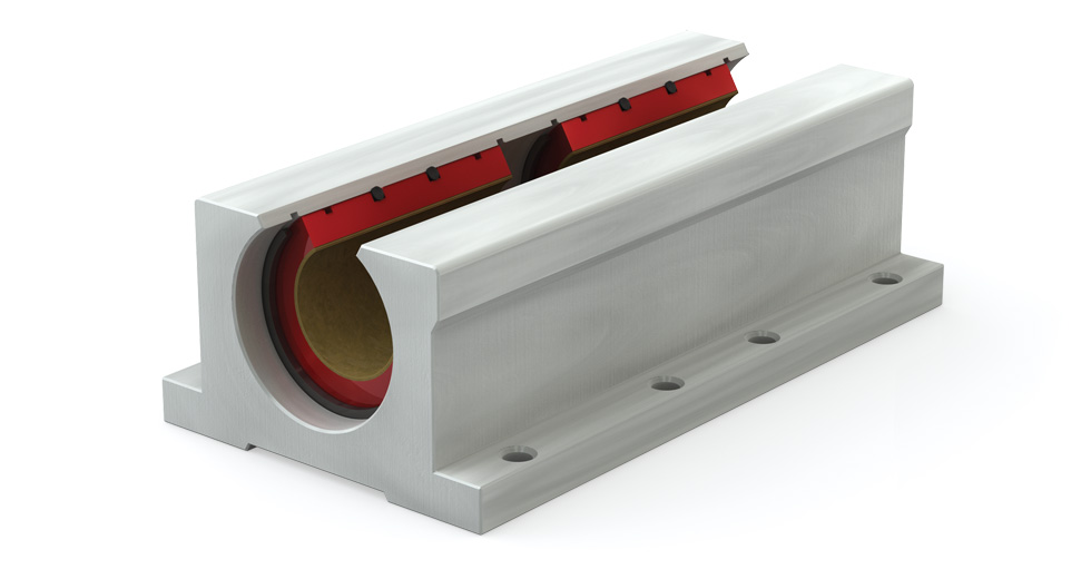 Main view of PWNC (Inch) Open Wide Compensated PTFE coated self-lubricating pillow blocks