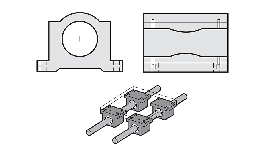 Closed Plain Compensated Linear Pillow Block (Inch) Diagram