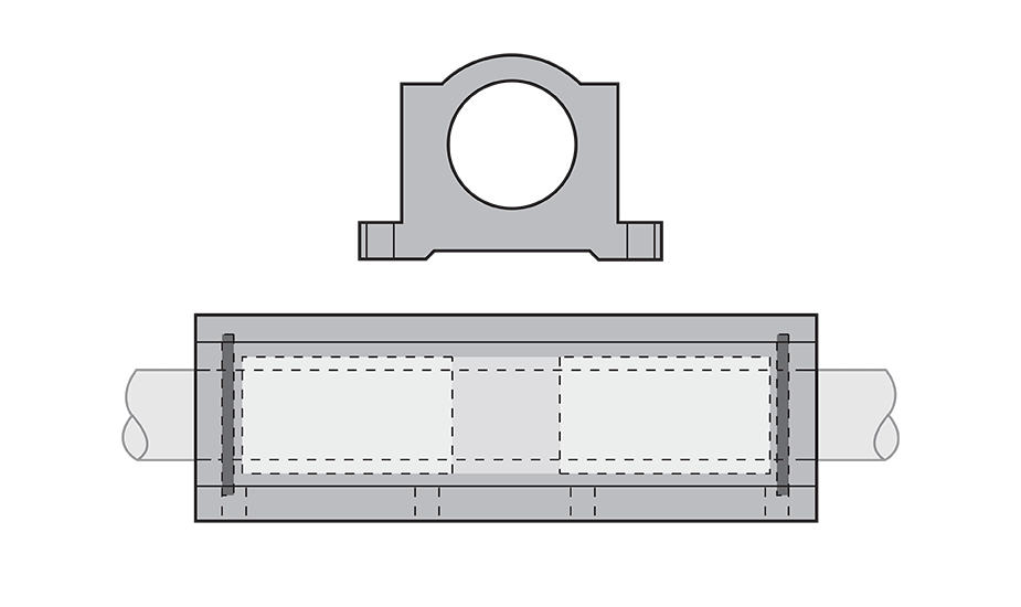 Closed Wide Compensated Plain Linear Pillow Block (Inch) Diagram