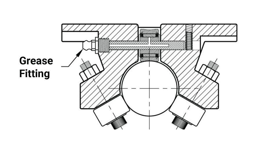 Single Roller Pillow Block (Metric)  – Grease Fitting Option Diagram